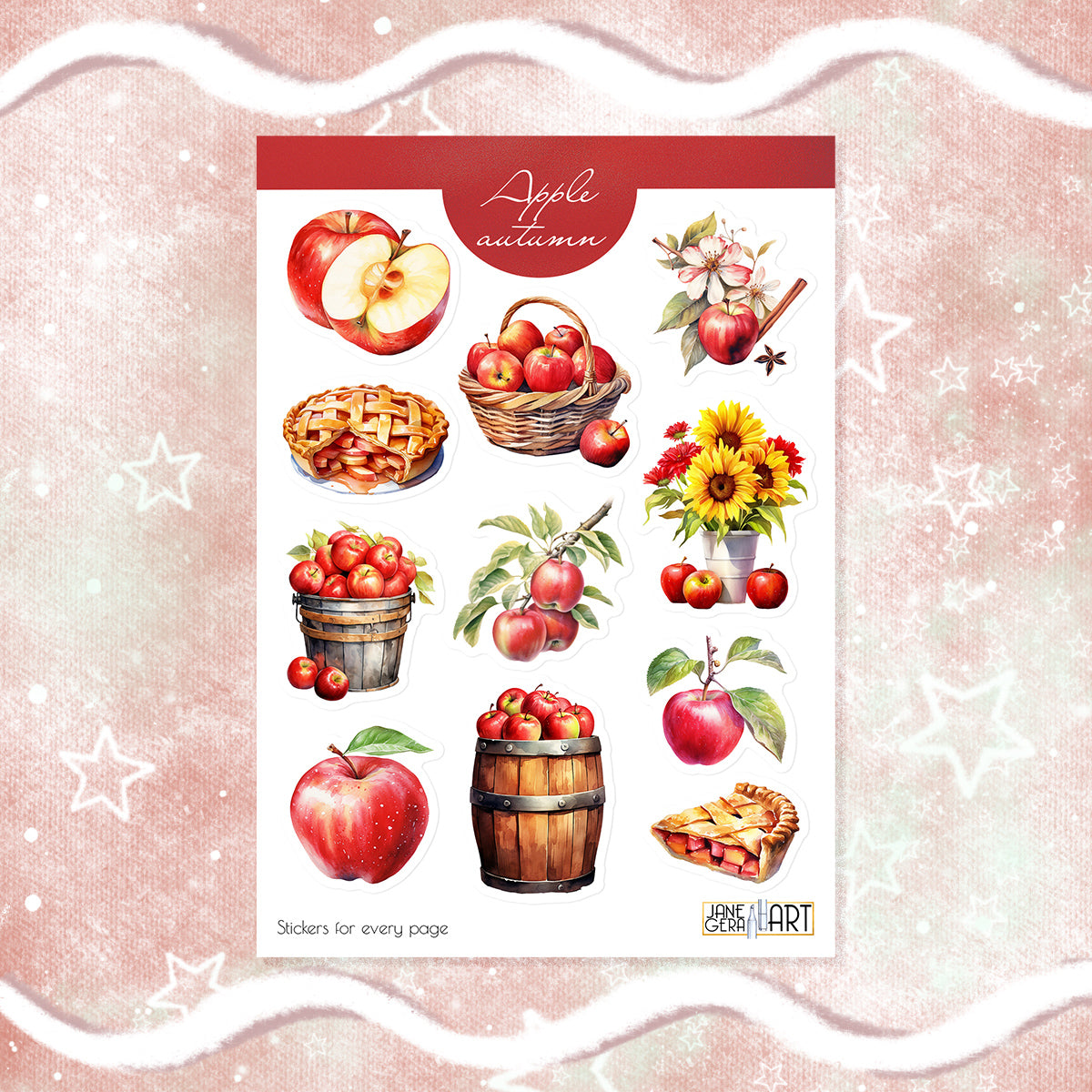 Red apples bujo stickers – Art Bujo Stickers
