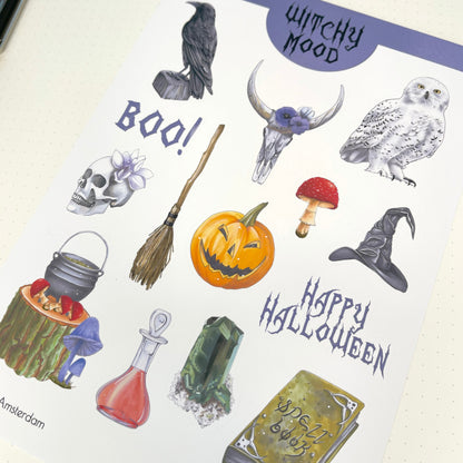Witchy stickers Halloween planner stickers